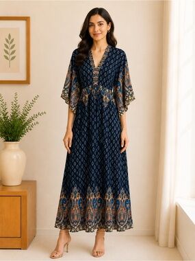 Forever 21 Boho Paisley Maxi Dress Size Small